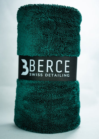 BERCE Dry3  M – Kompaktes Premium-Trockentuch Grün für streifenfreie Fahrzeugpflege, 1400gsm - Berce